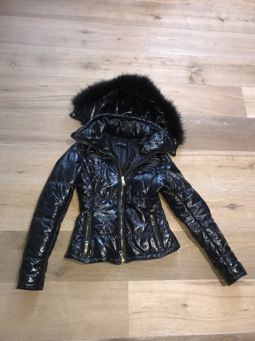 Preowned Flo Clo Fur Hooded Jacket Size S Black