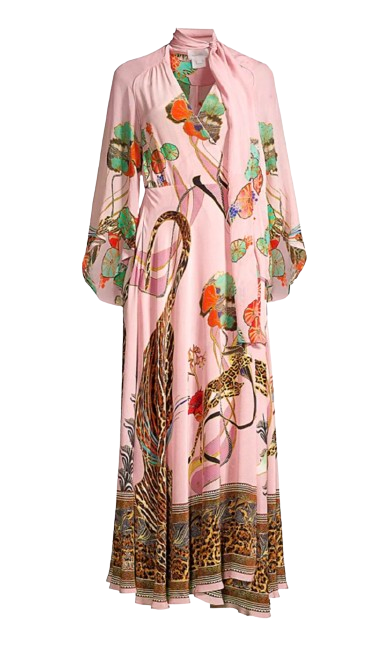 Camilla Ziba Ziba Wrap Dress With Neck Tie Size XL Pink silk