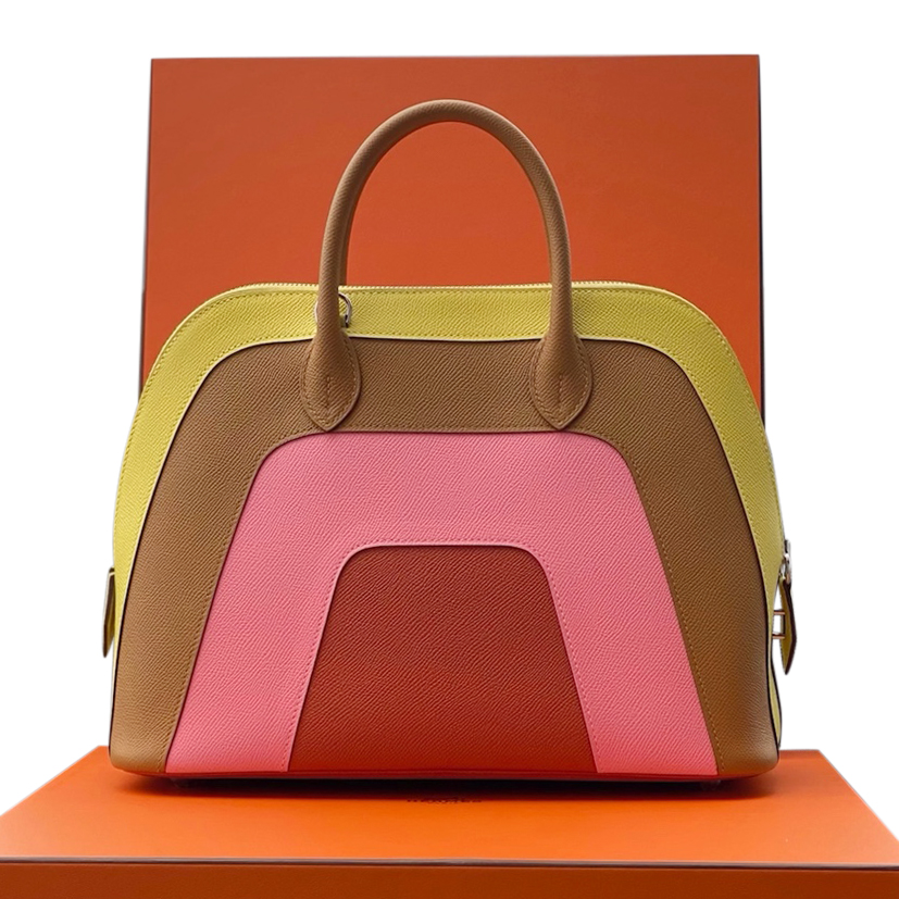 Hermes Rainbow Epsom Leather Bolide 1923 PHW Orange