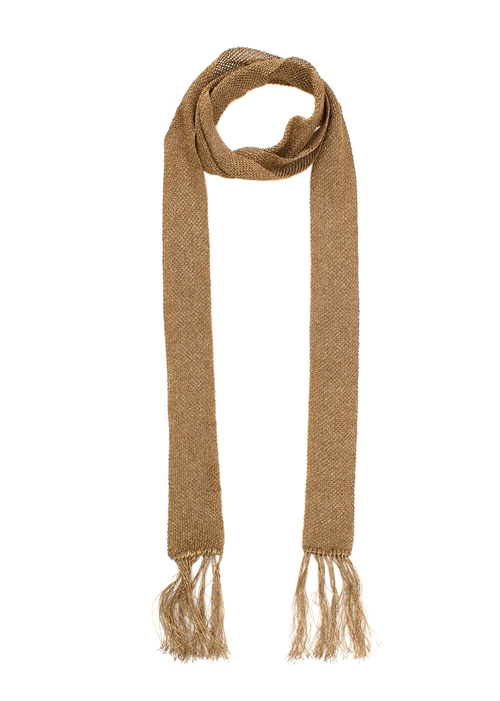 Missoni Metallic Gold Crochet Skinny Scarf cotton