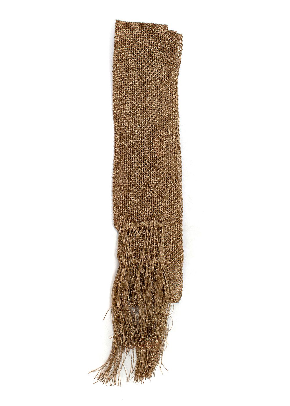 Missoni Metallic Gold Crochet Skinny Scarf cotton