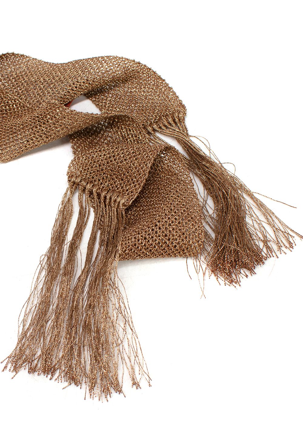 Missoni Metallic Gold Crochet Skinny Scarf cotton