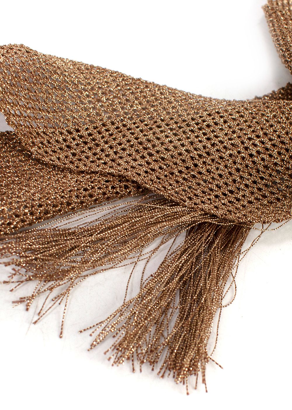 Missoni Metallic Gold Crochet Skinny Scarf cotton