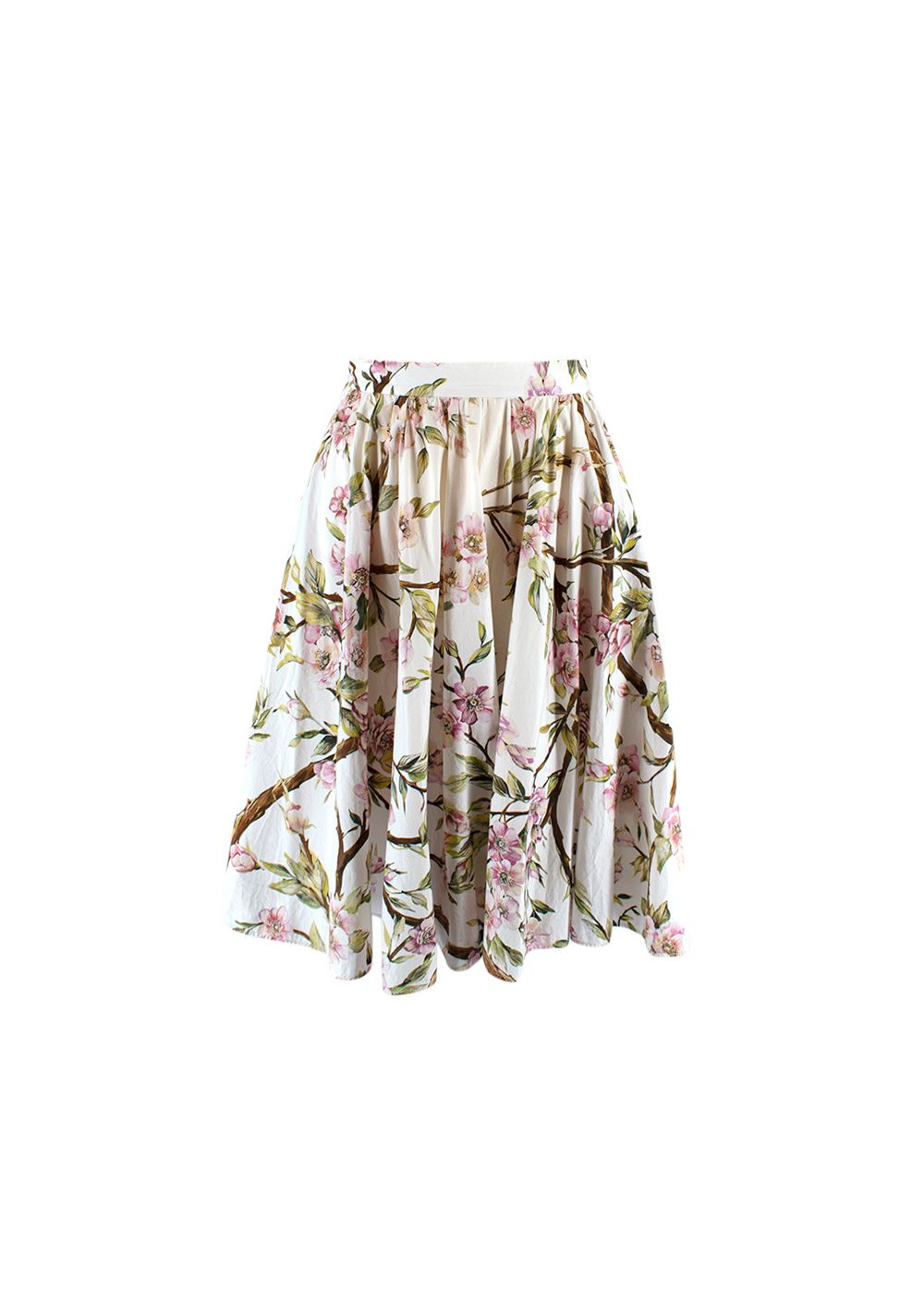 Preowned Dolce  Gabbana White Floral Print A-Line Skirt cotton