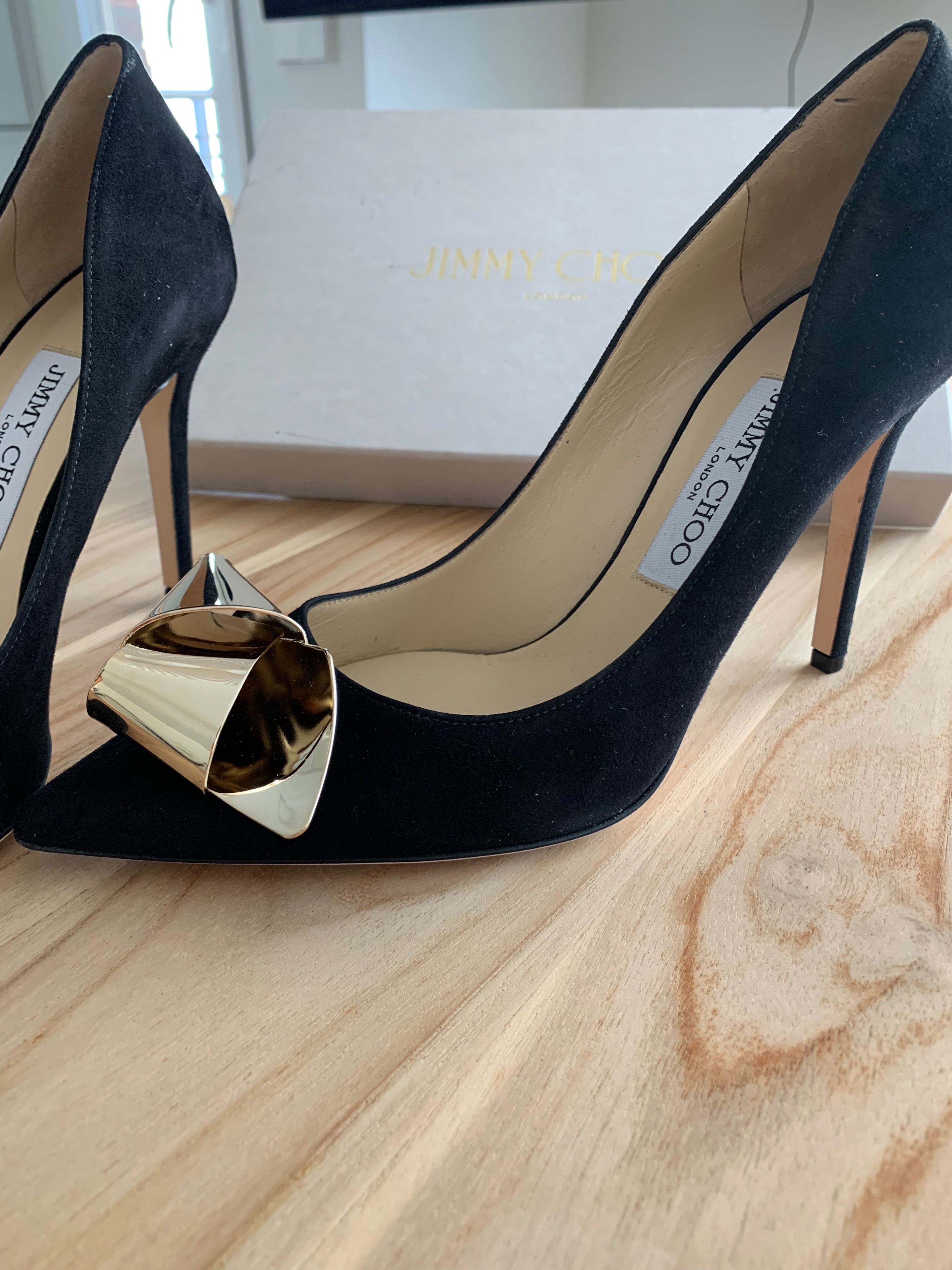 Jimmy Choo Vesna Black Suede 100mm Pumps Size 37.5