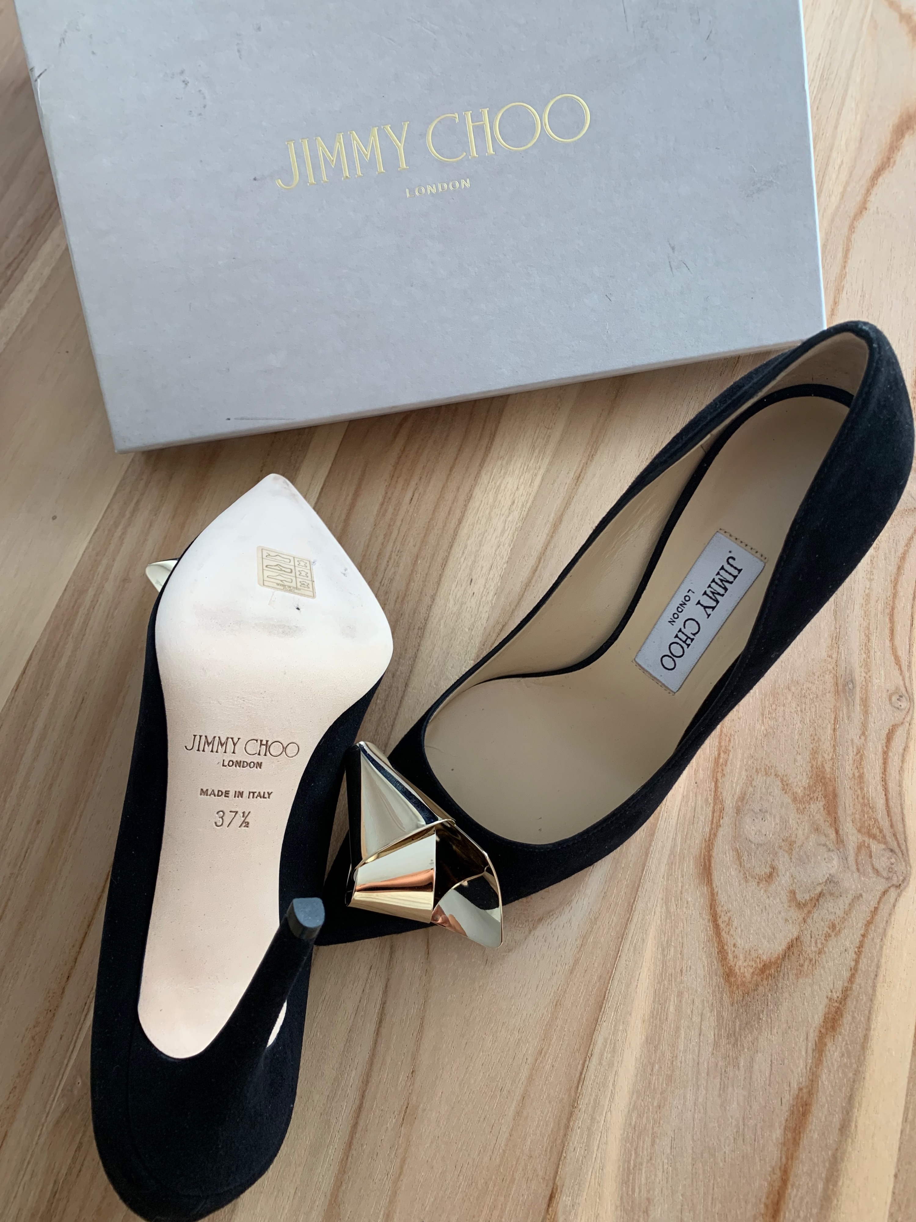 Jimmy Choo Vesna Black Suede 100mm Pumps Size 37.5