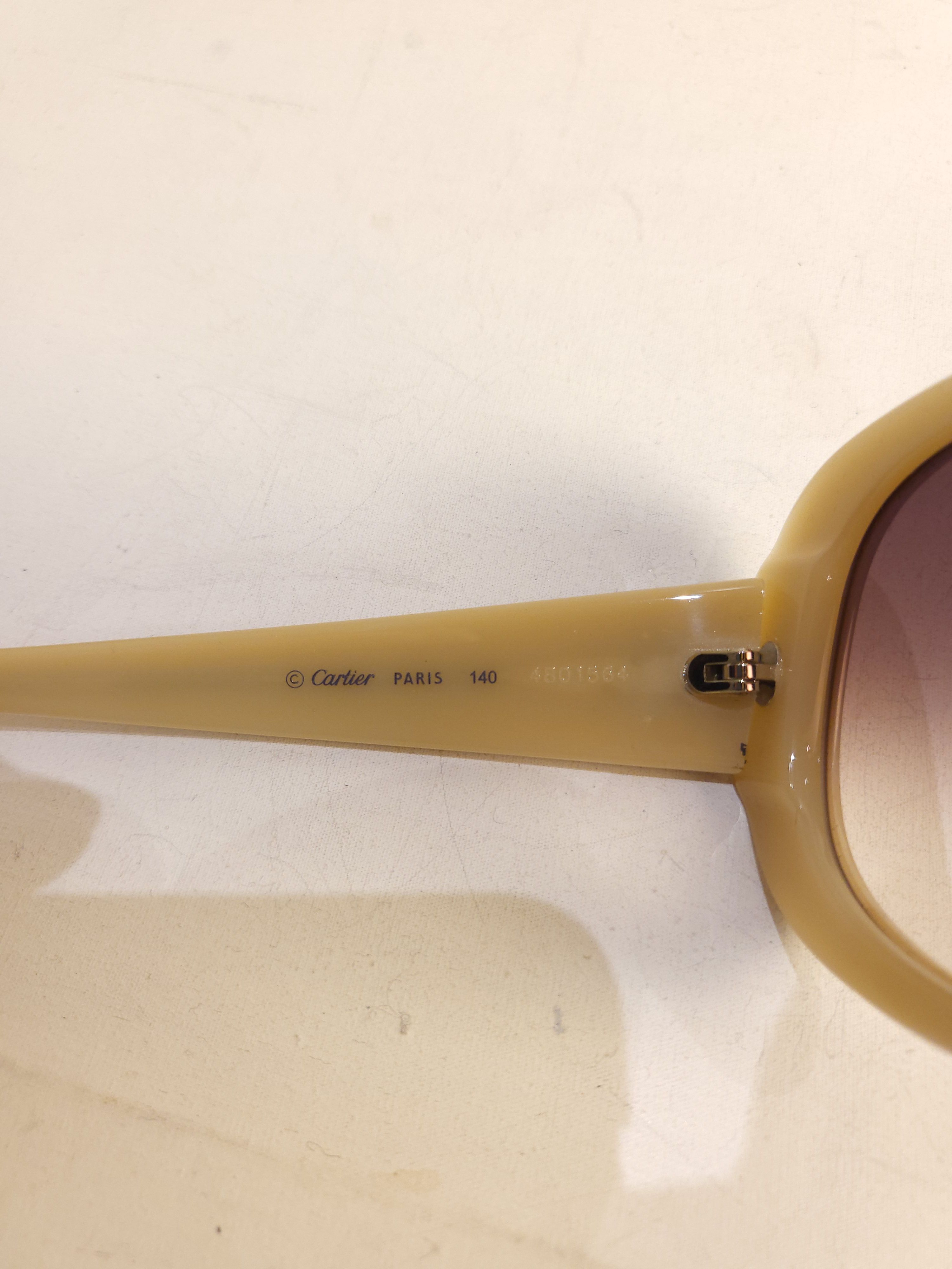 Preowned Cartier Beige Round Sunglasses acetate