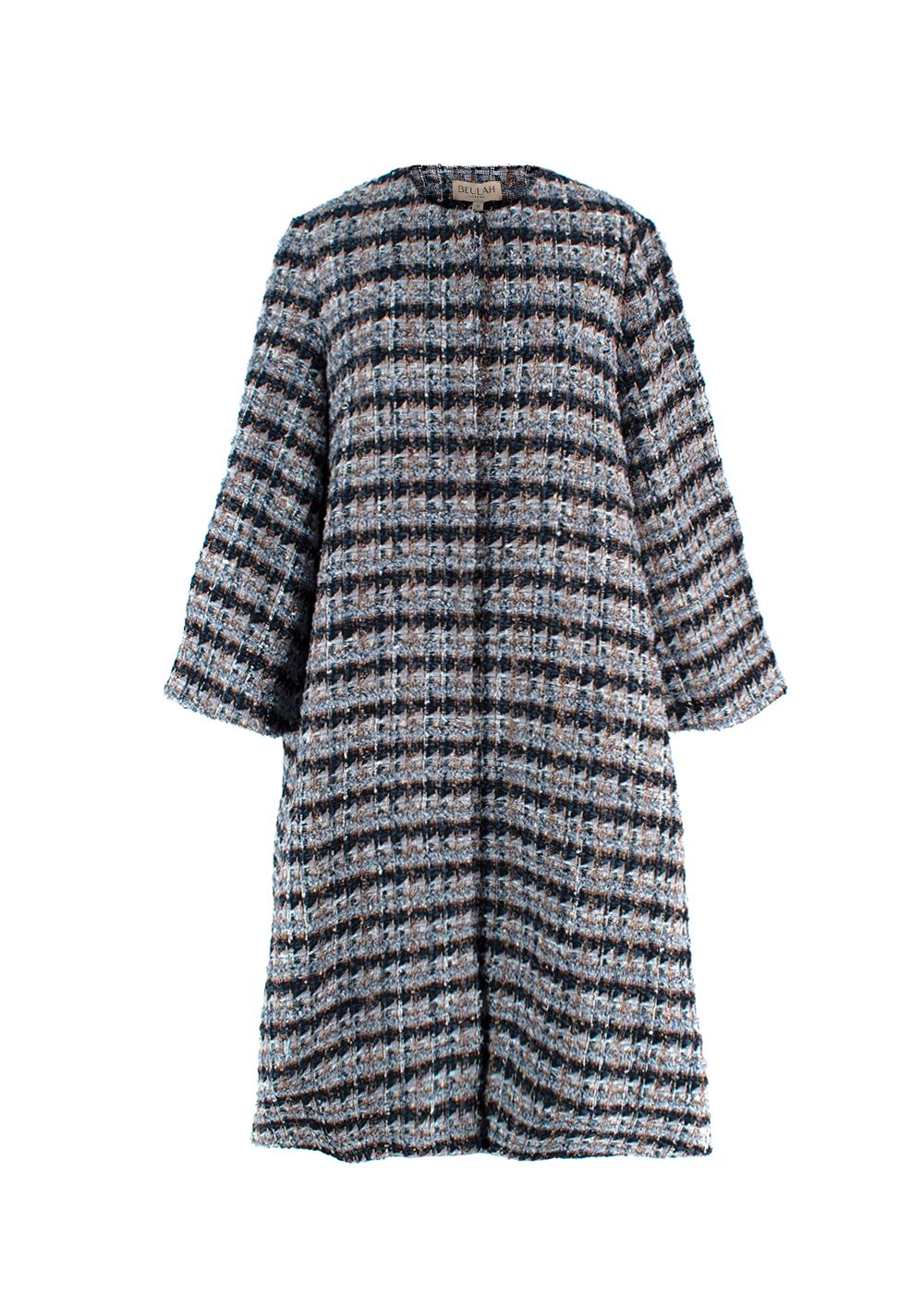 Beulah Blue Abigail Tweed Oversized Coat Size S viscose/polyester/cotton