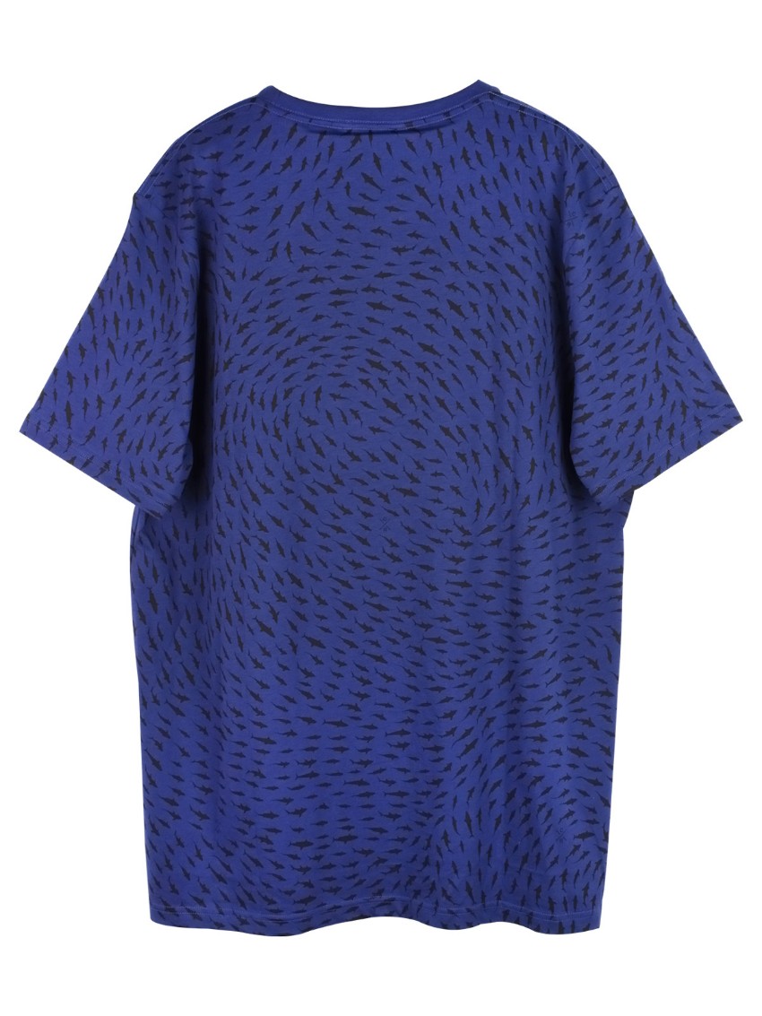 Men's Christopher Raeburn Shark Print T-shirt Size XXL Blue cotton