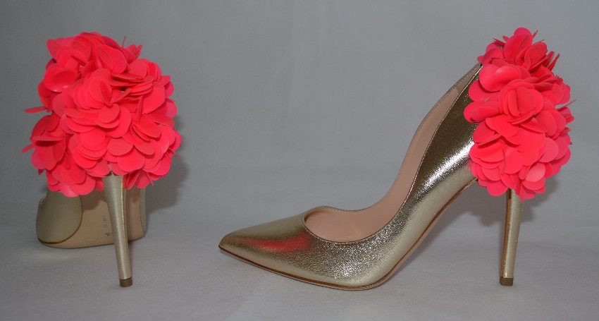 Rupert Sanderson Rio Rita Nappa Platinum and Pink Pumps Size 365 Gold leather