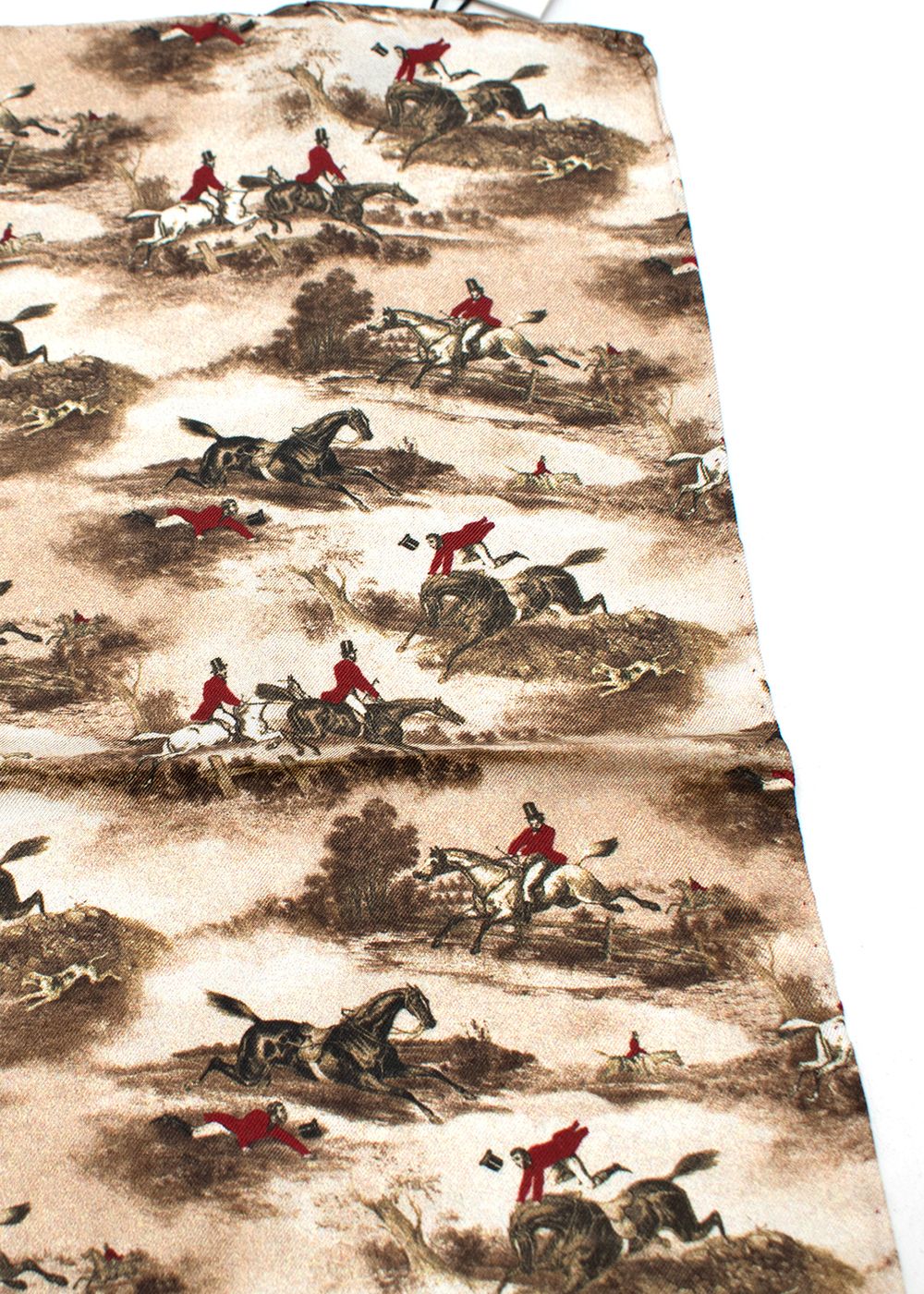 Men's Hardy Amies Equestrian Print Silk Scarf Brown