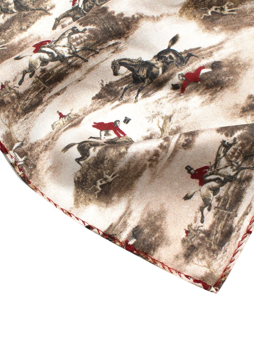 Men's Hardy Amies Equestrian Print Silk Scarf Brown