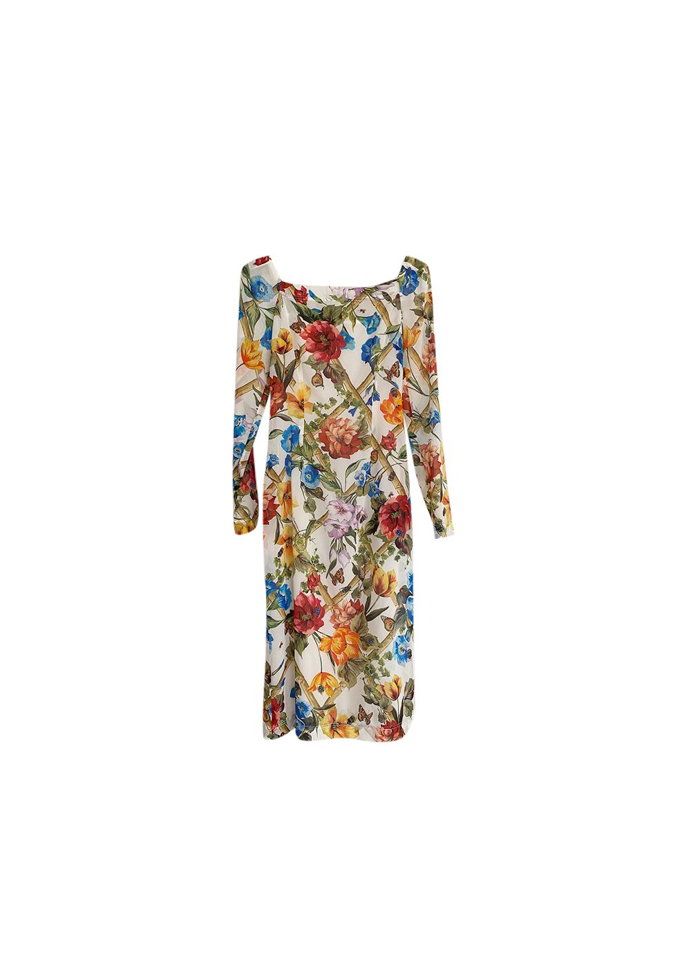 Dolce  Gabbana Multicolour floral silk crepe sheath dress Size XXS