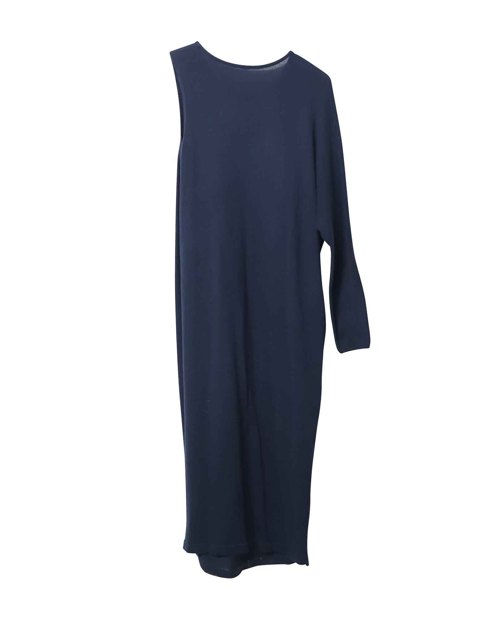 Preowned The Row Blue Wool One Shoulder Dress Size S navy blue