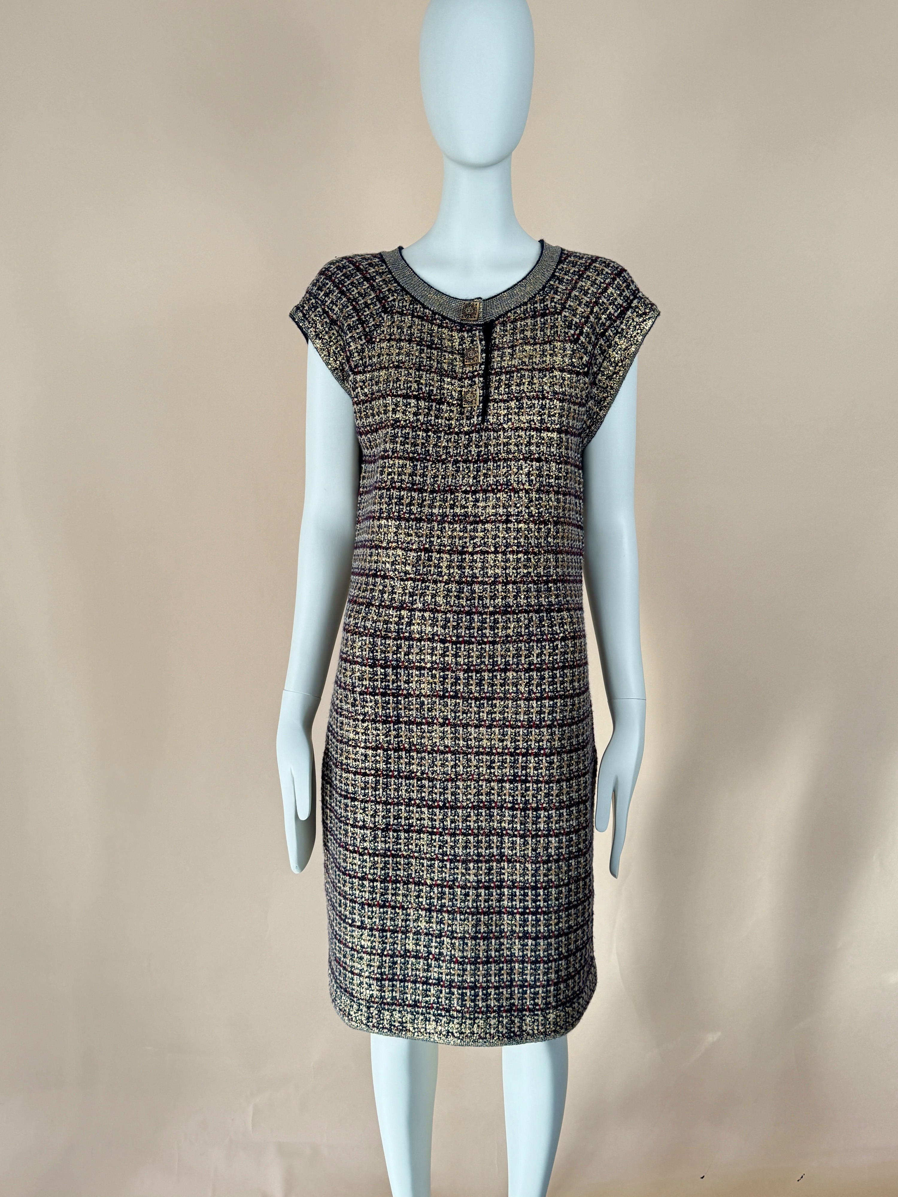 Chanel Paris/Byzance Metallic Cashmere Dress Size S multicolor