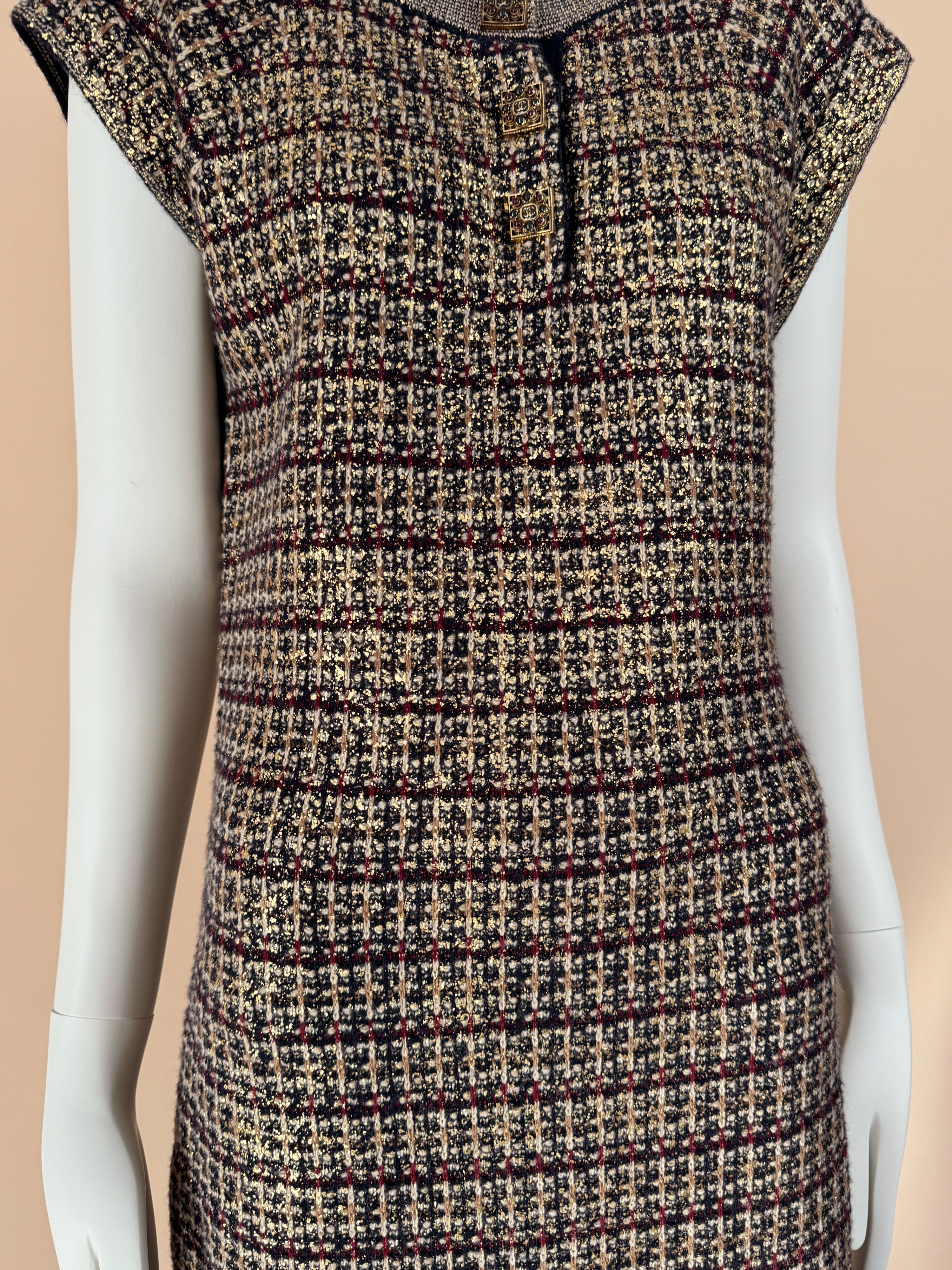 Chanel Paris/Byzance Metallic Cashmere Dress Size S multicolor