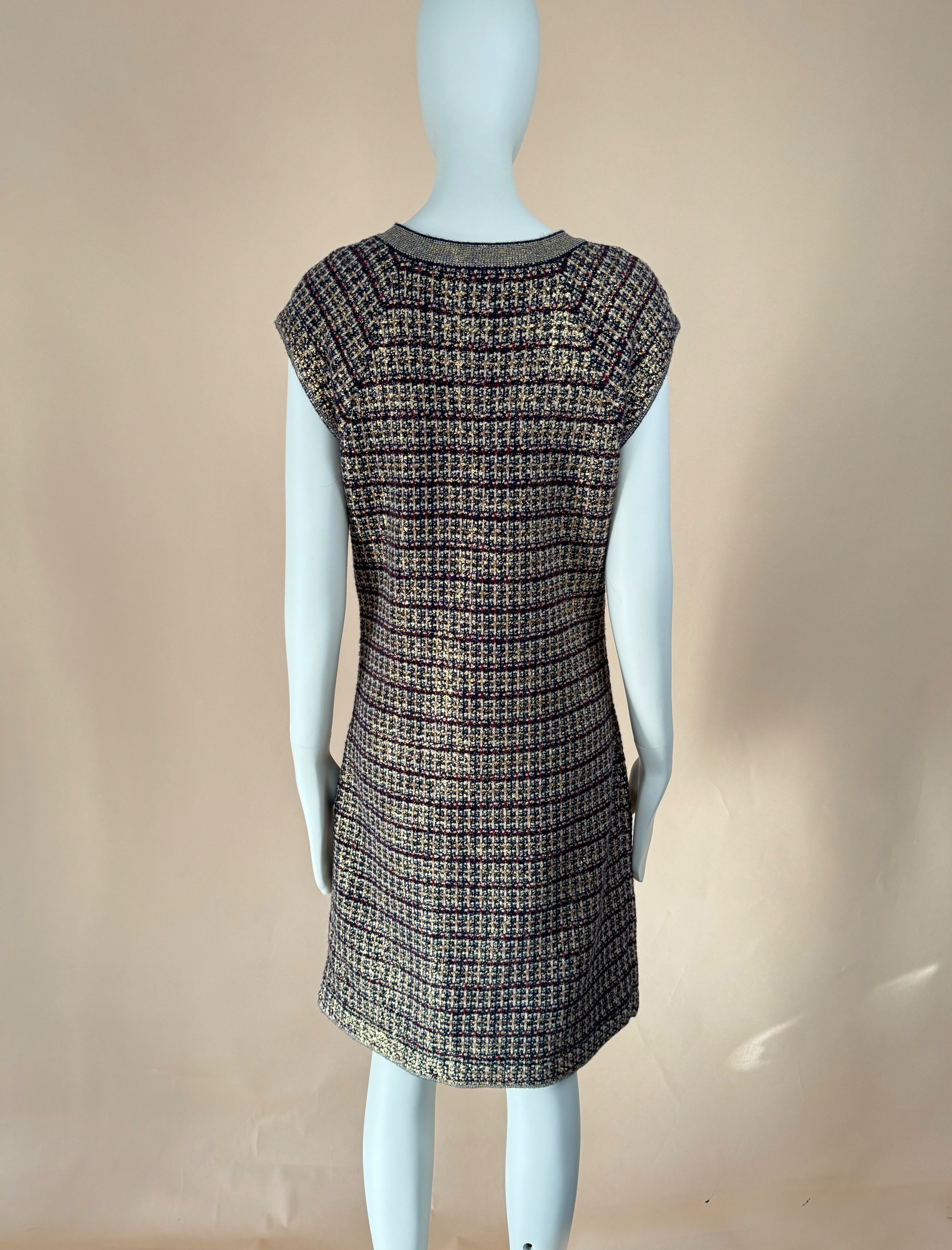 Chanel Paris/Byzance Metallic Cashmere Dress Size S multicolor