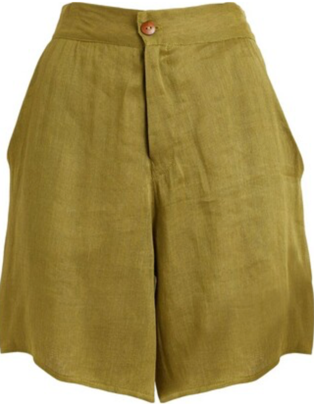 Savannah Morrow Olive Green Soleil Linen Shorts Size XXS linene