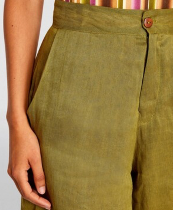 Savannah Morrow Olive Green Soleil Linen Shorts Size XXS linene