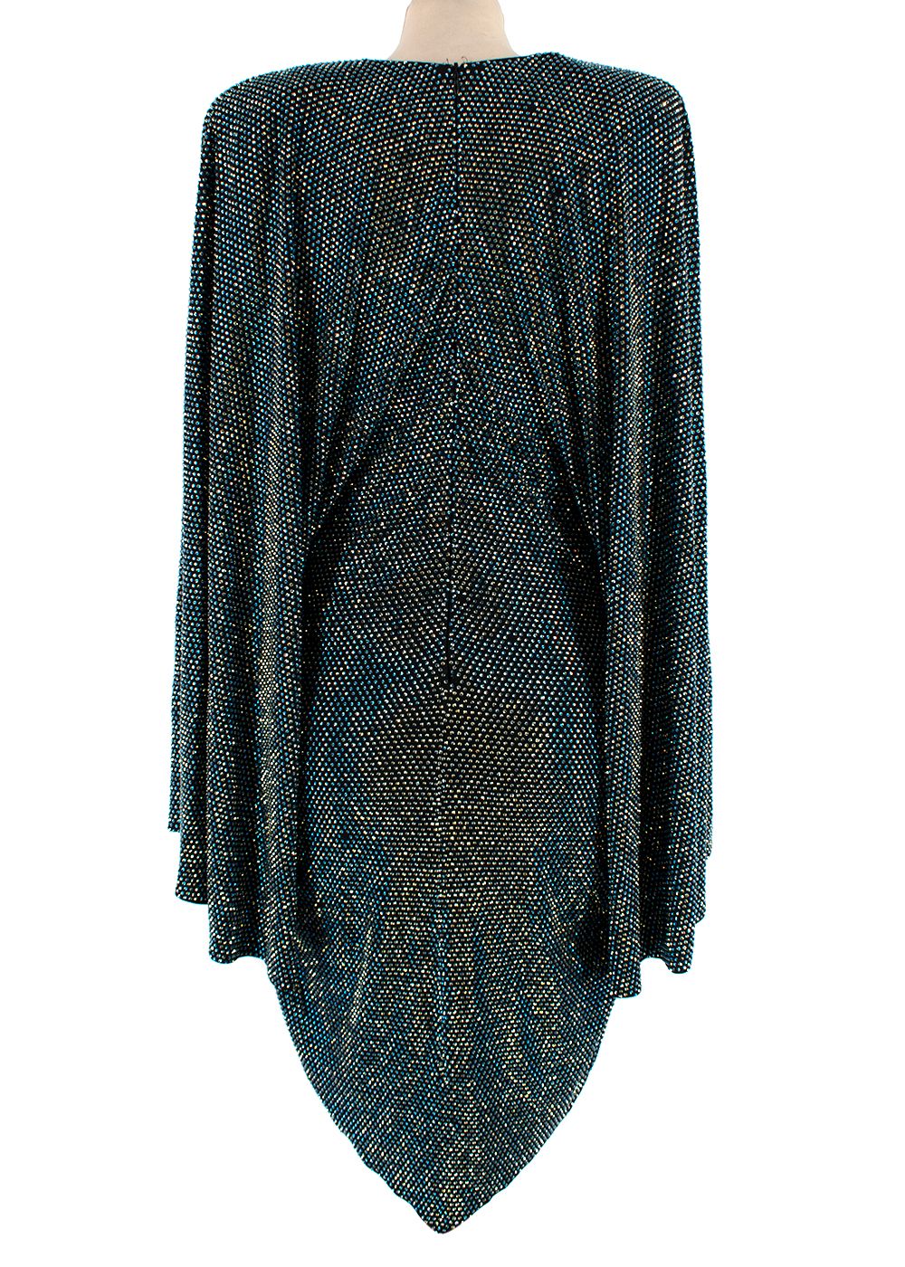 Alexandre Vauthier Blue Crystal Embellished Padded Shoulder Mini Dress Size S blue black viscose