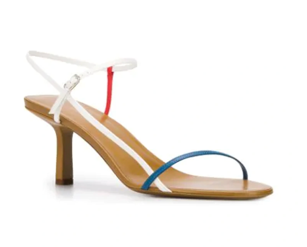 Preowned The Row Bare Colour Block Sandals Size 375 White red blue leather