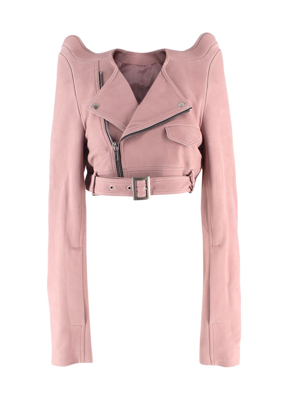 Rick Owens Dusty Pink Tec Micro Leather Jacket Size XS