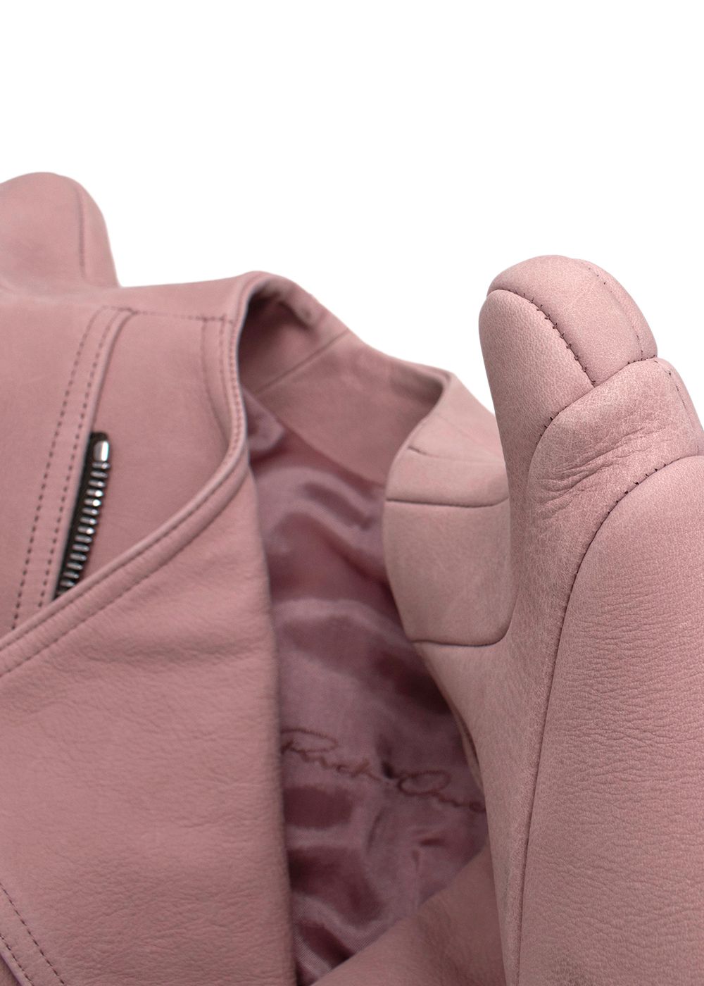 Rick Owens Dusty Pink Tec Micro Leather Jacket Size XS