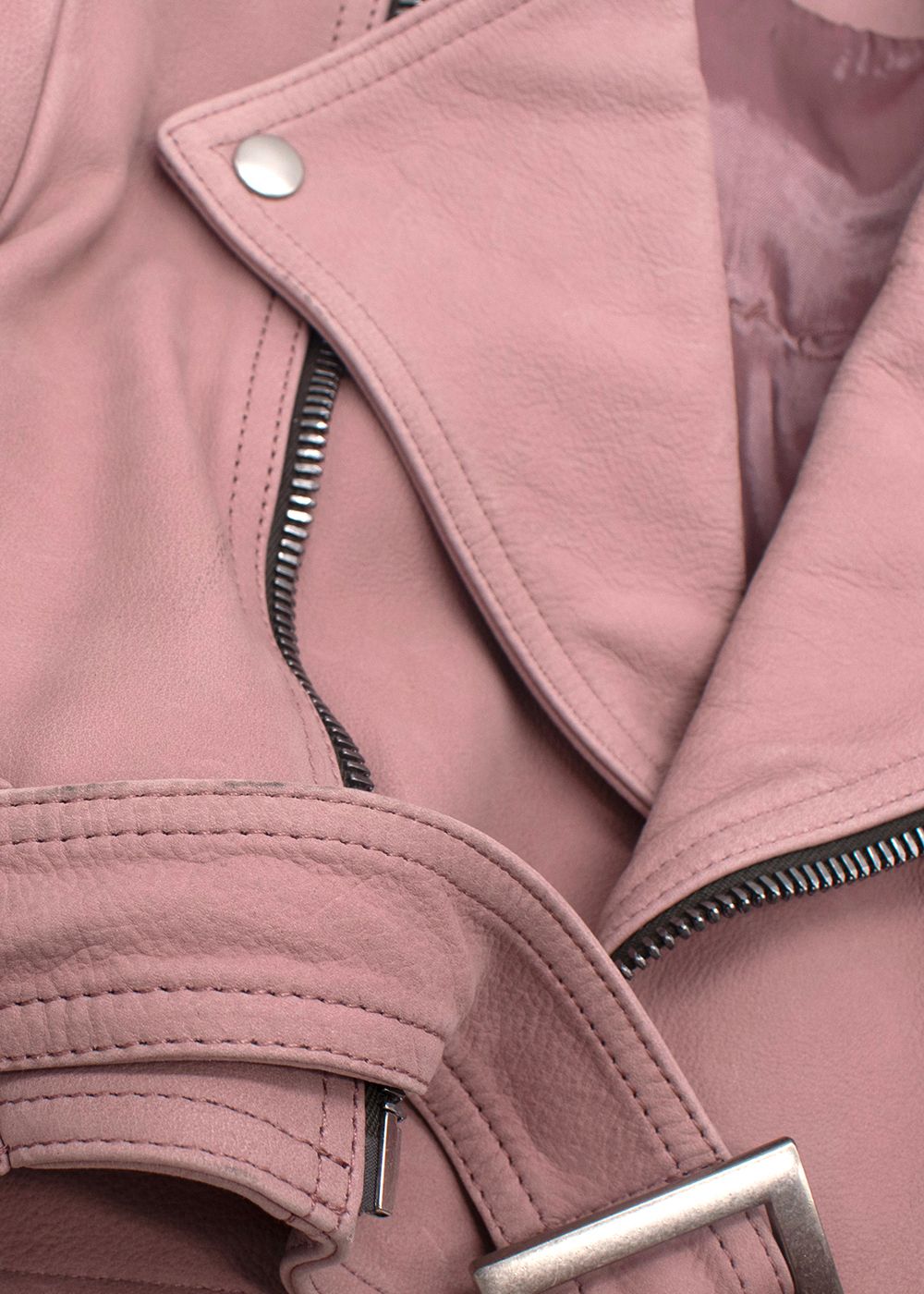 Rick Owens Dusty Pink Tec Micro Leather Jacket Size XS