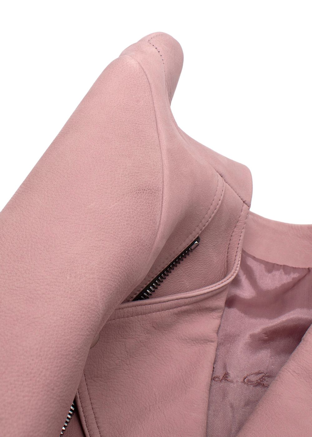 Rick Owens Dusty Pink Tec Micro Leather Jacket Size XS