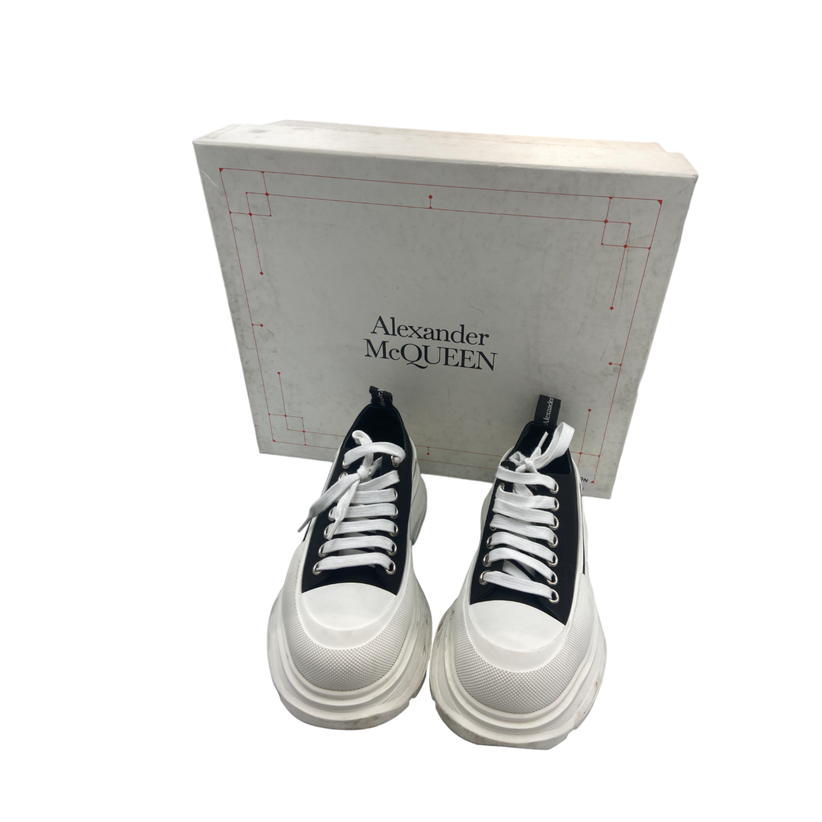 Preowned Alexander McQueen Black Tread Slick Canvas Sneakers Size 39 BlackWhite fabric