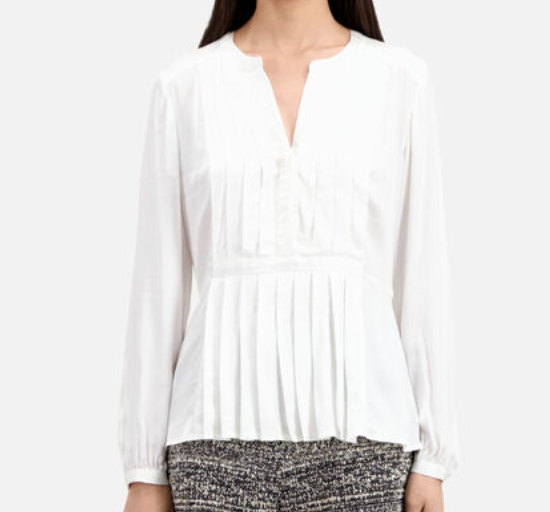 Preowned The Kooples Ecru Pleated Blouse Size XXS White viscose