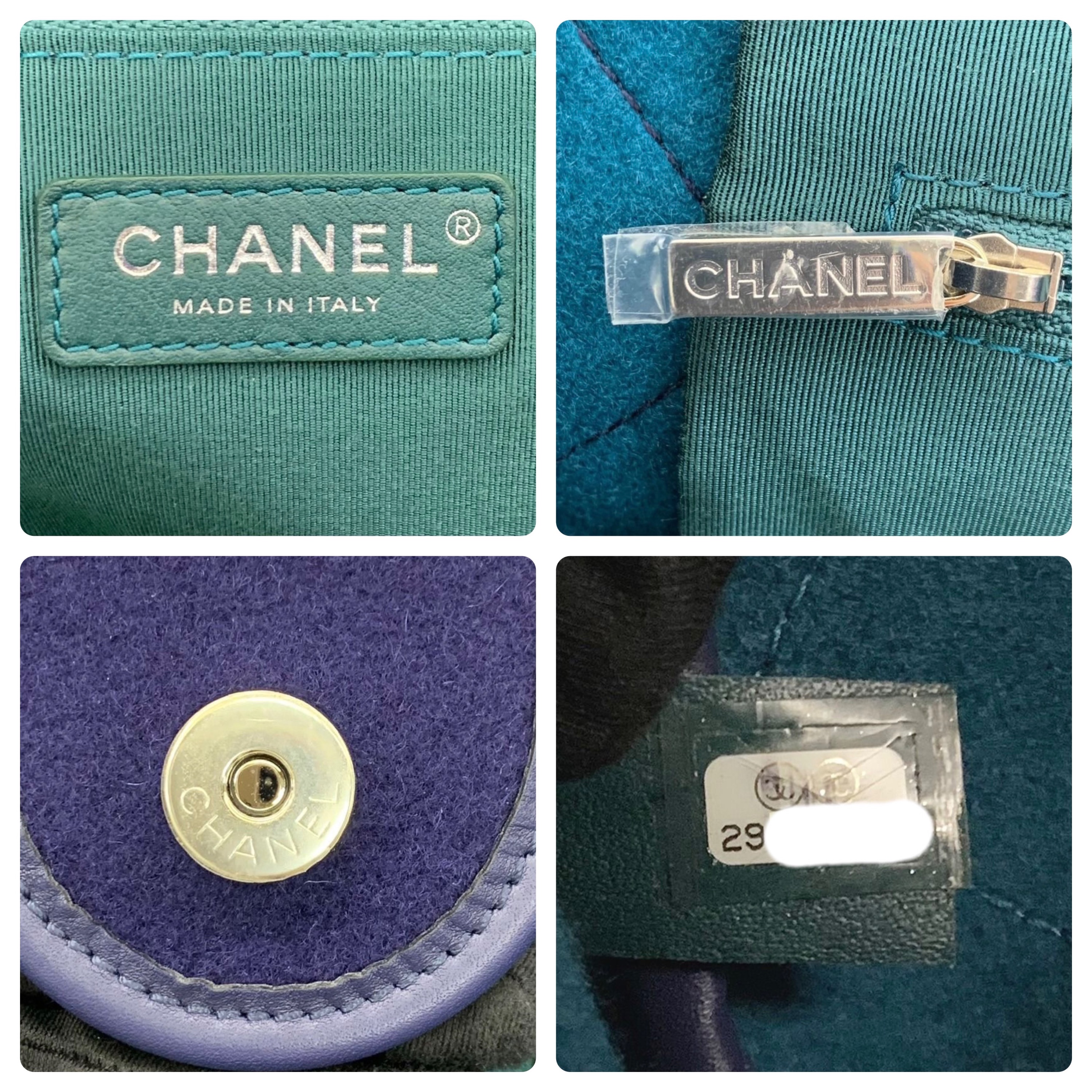 Chanel Blue and Green Felt Deauville Shopper Tote