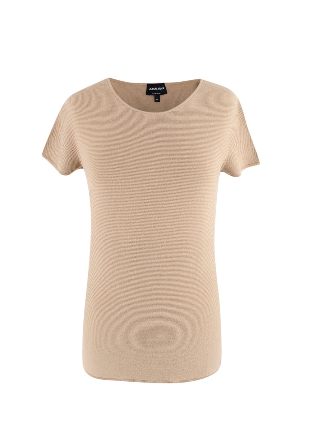 Giorgio Armani Camel Ribbed T-Shirt Size M Nude viscose