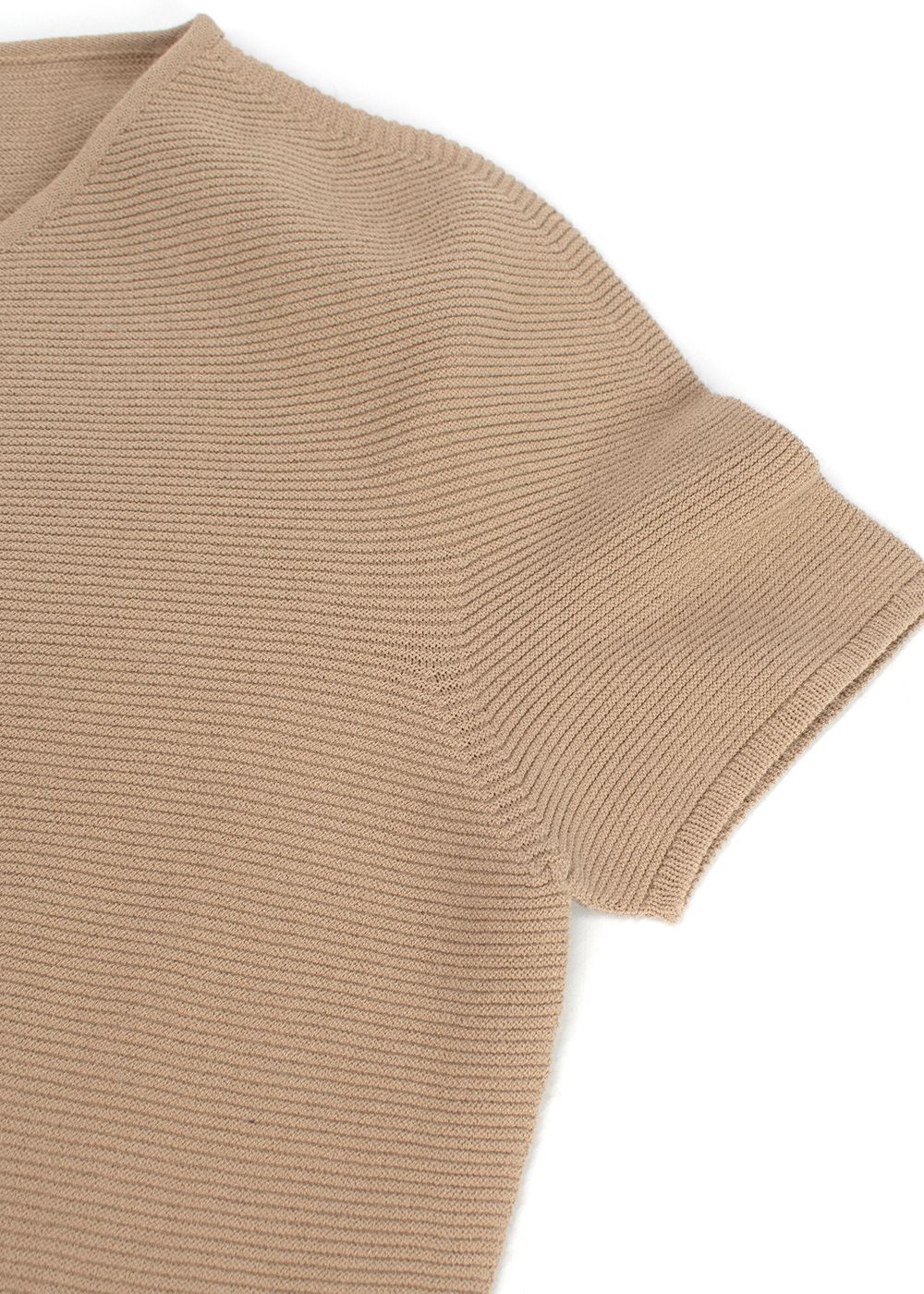 Giorgio Armani Camel Ribbed T-Shirt Size M Nude viscose