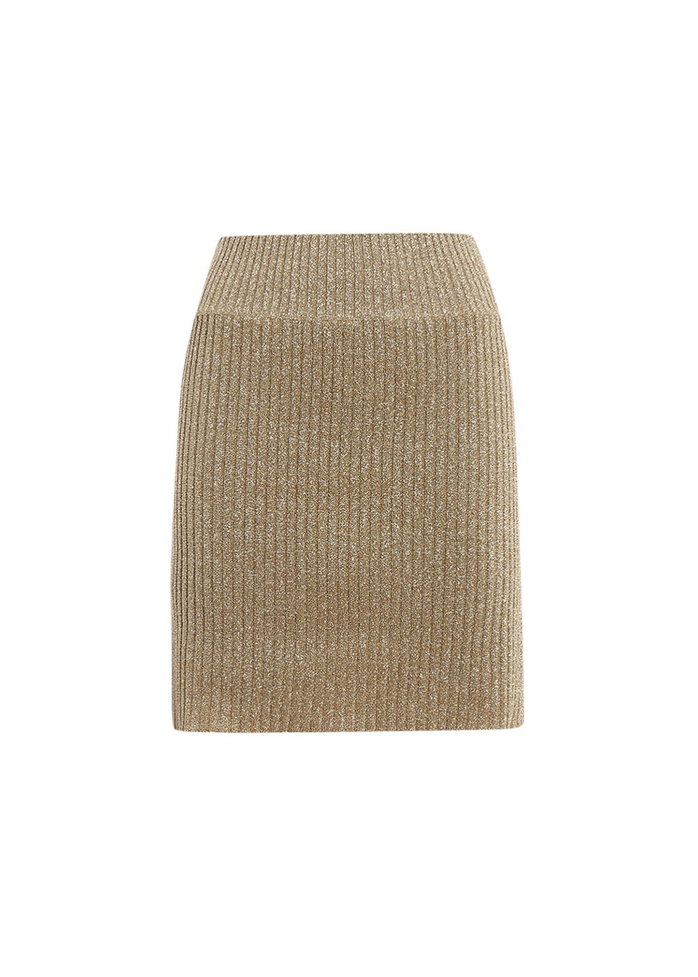 Alberta Ferretti Gold Ribbed Knit Mini Skirt Size S poliammide/elastane