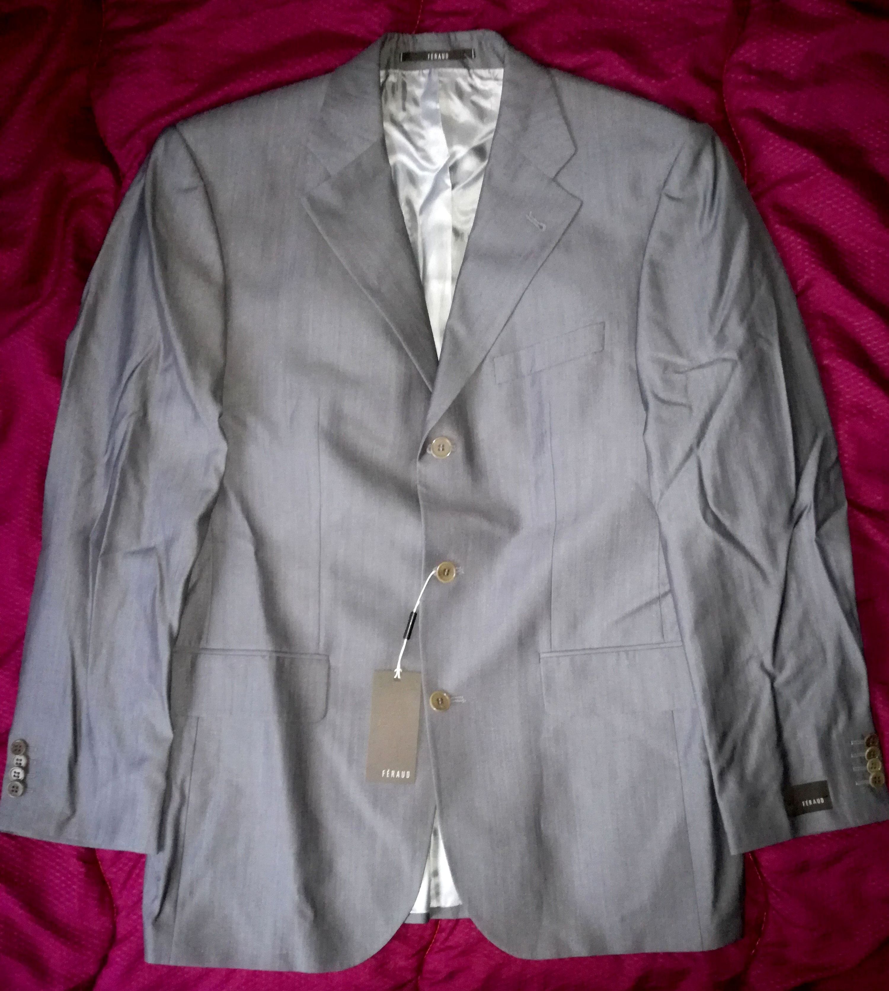 Men's Feraud Paris Wool  Silk Suit Jacket Blazer Size M Grey