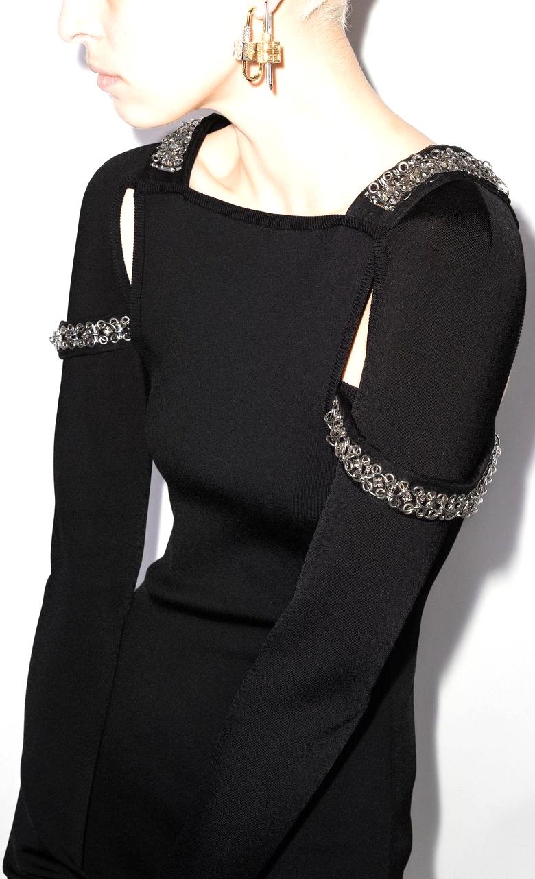 Givenchy Black Chain Embellished Cut Out Gown Size XS viscose