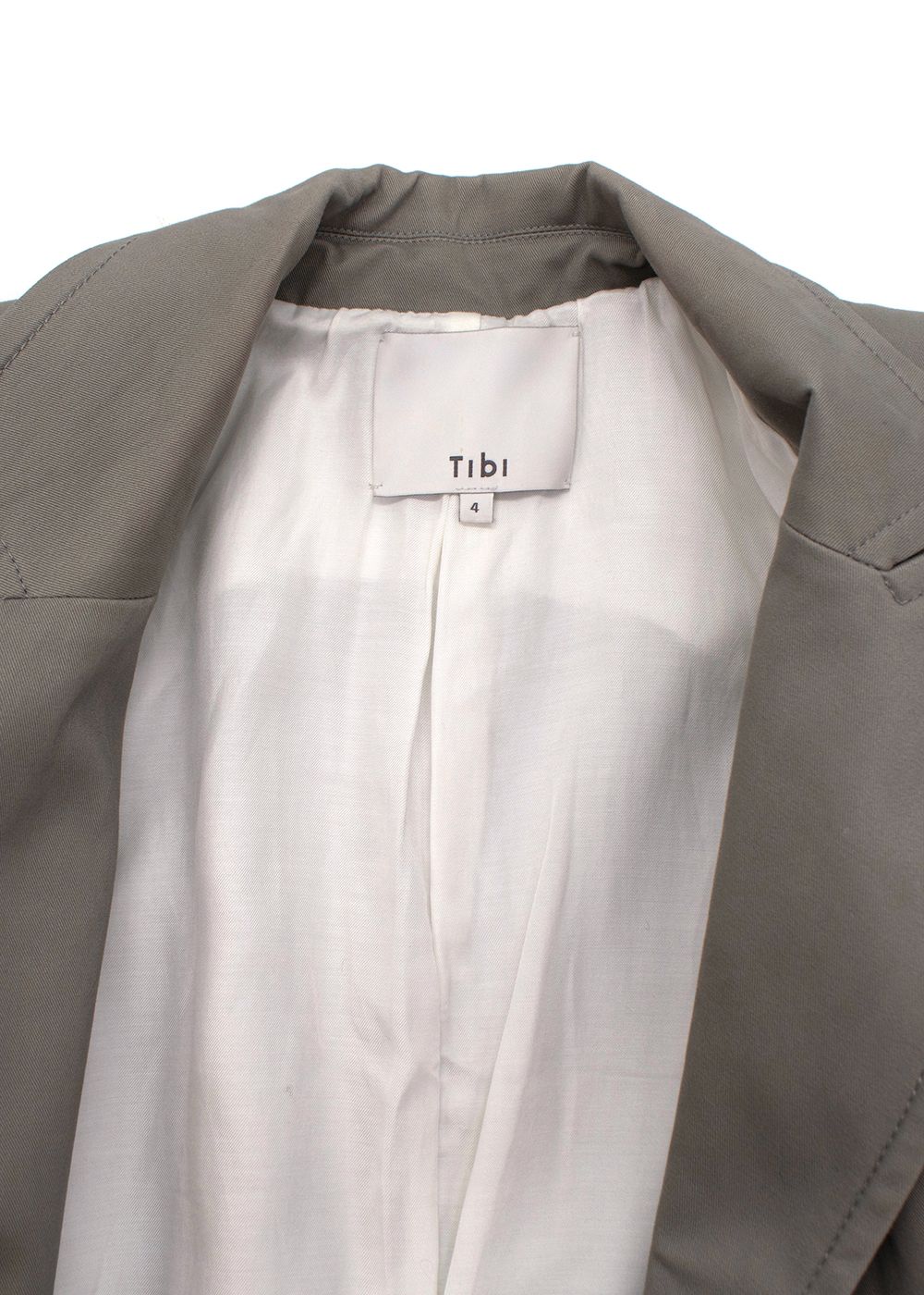 Preowned Tibi Grey Cotton Double Breasted Creative Cut Suit Size S