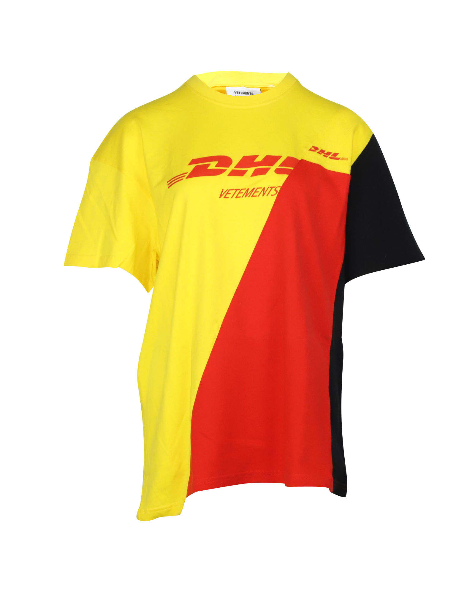 Vetements Yellow  red cotton jersey DHL printed t-shirt Size L