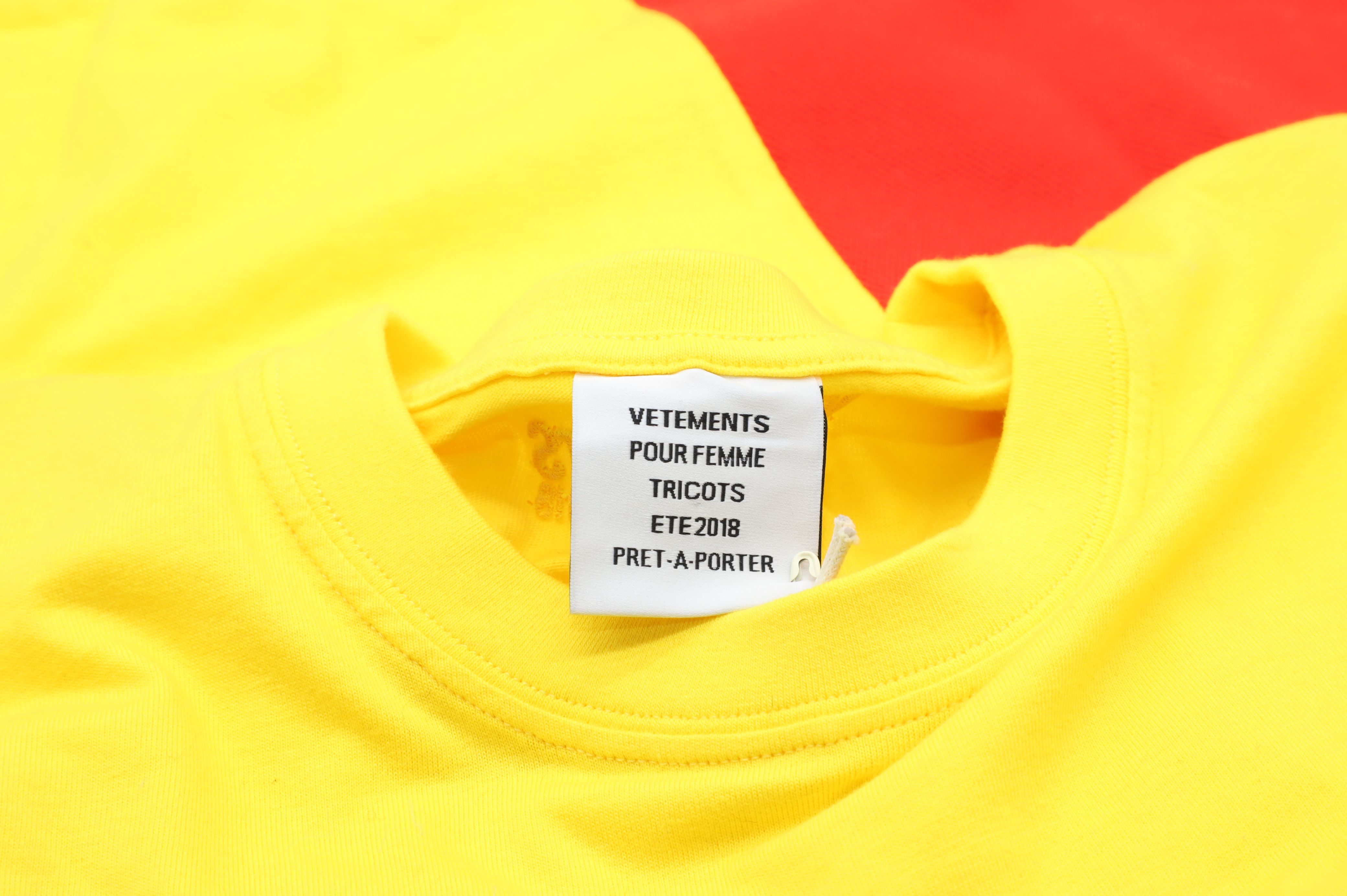 Vetements Yellow  red cotton jersey DHL printed t-shirt Size L