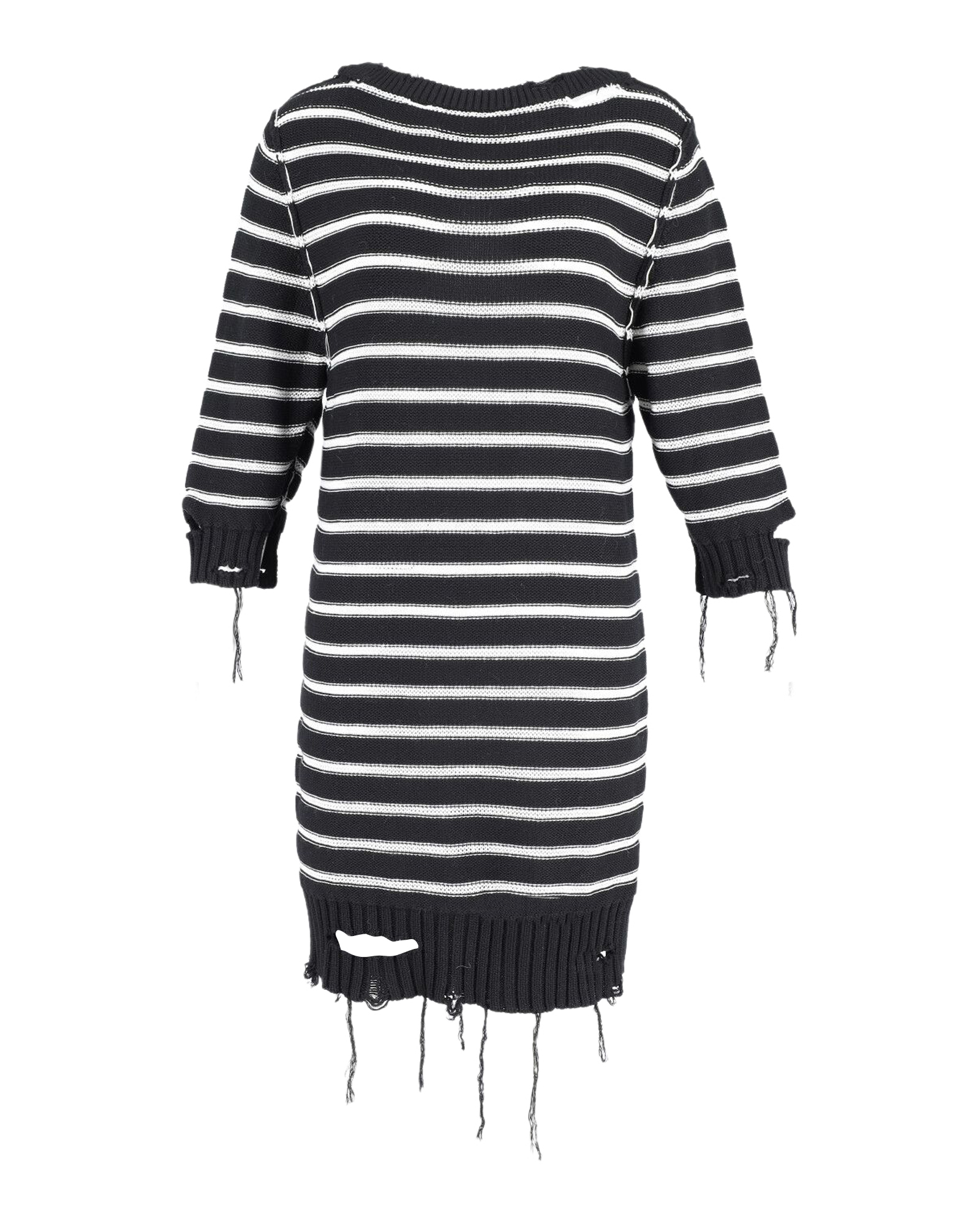 MM6 Black  White Distressed Striped Knitted Dress Size XS cotton