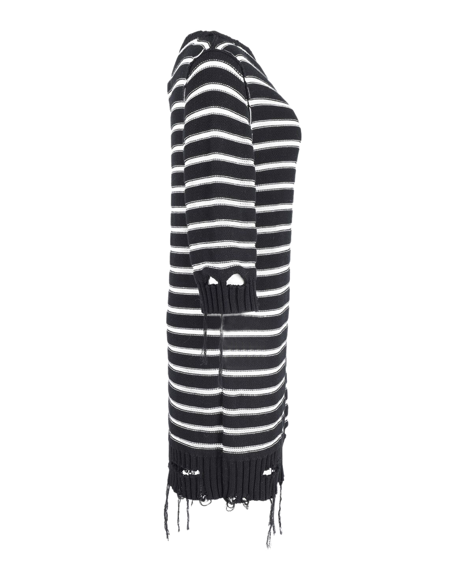 MM6 Black  White Distressed Striped Knitted Dress Size XS cotton