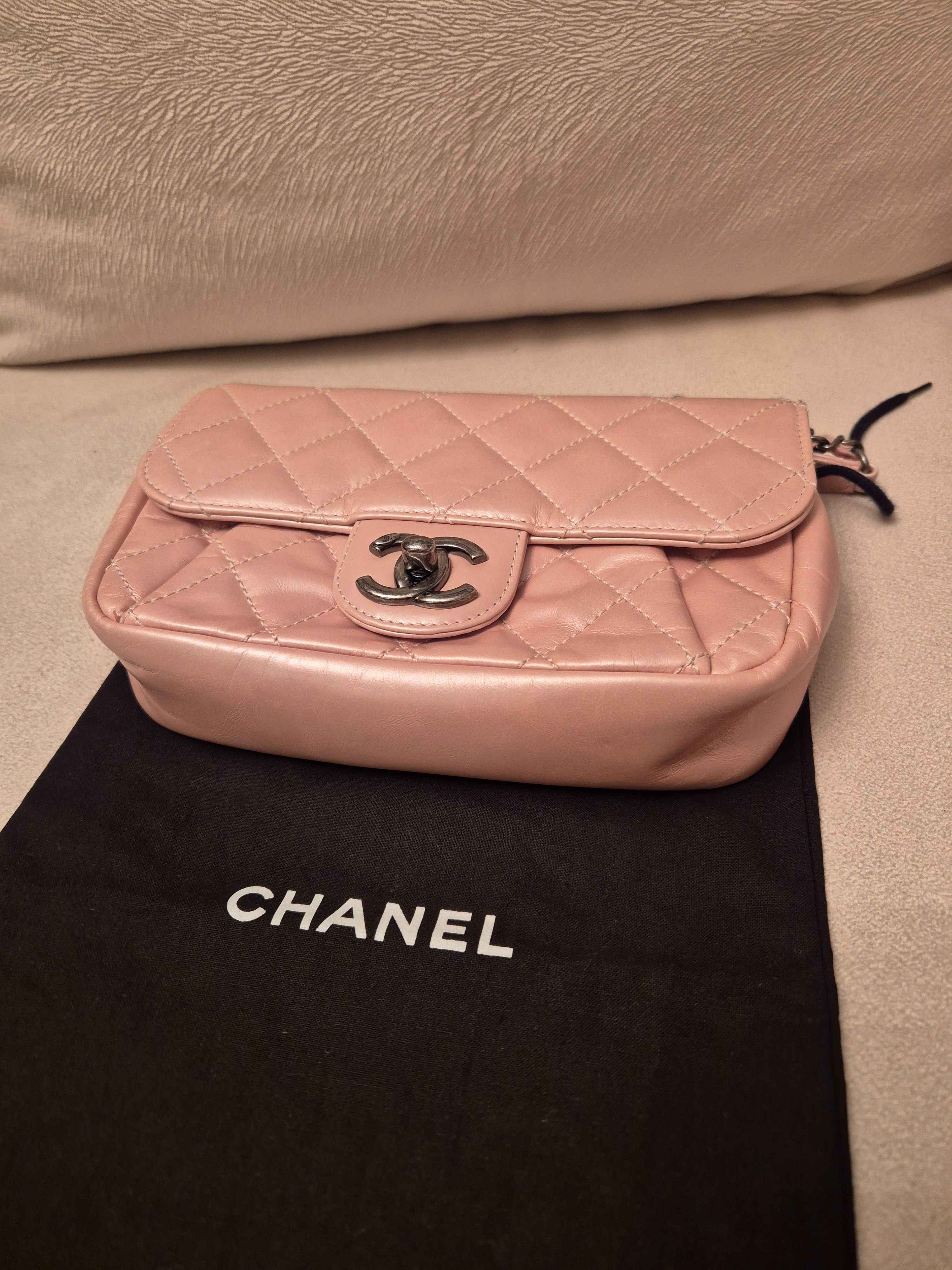 Chanel Iridescent Pink Single Flap Bag with Ruthenium Hardware