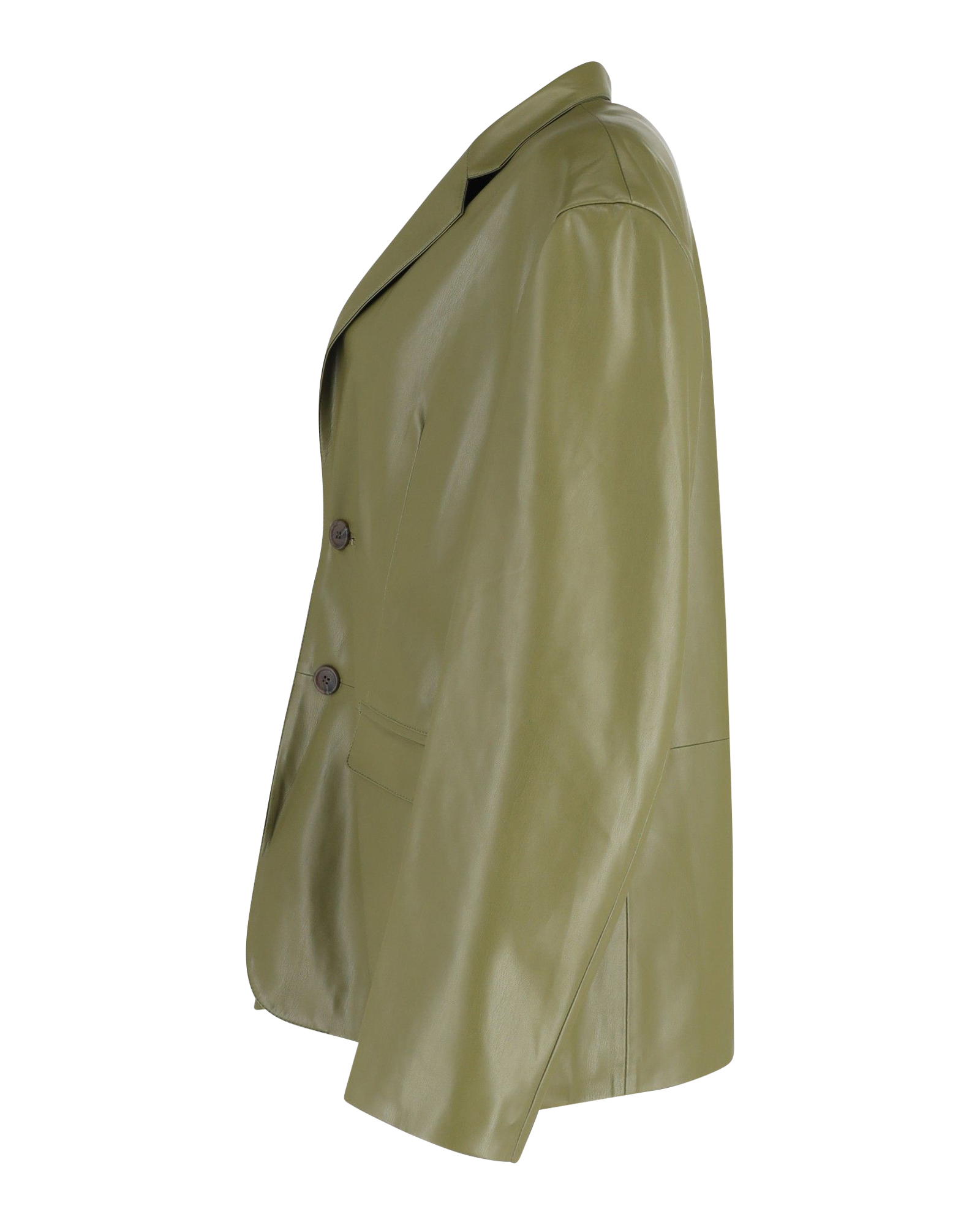 Preowned The Frankie Shop Olive Faux Leather Olympia Blazer Size M green | olive plastic/polyurethane