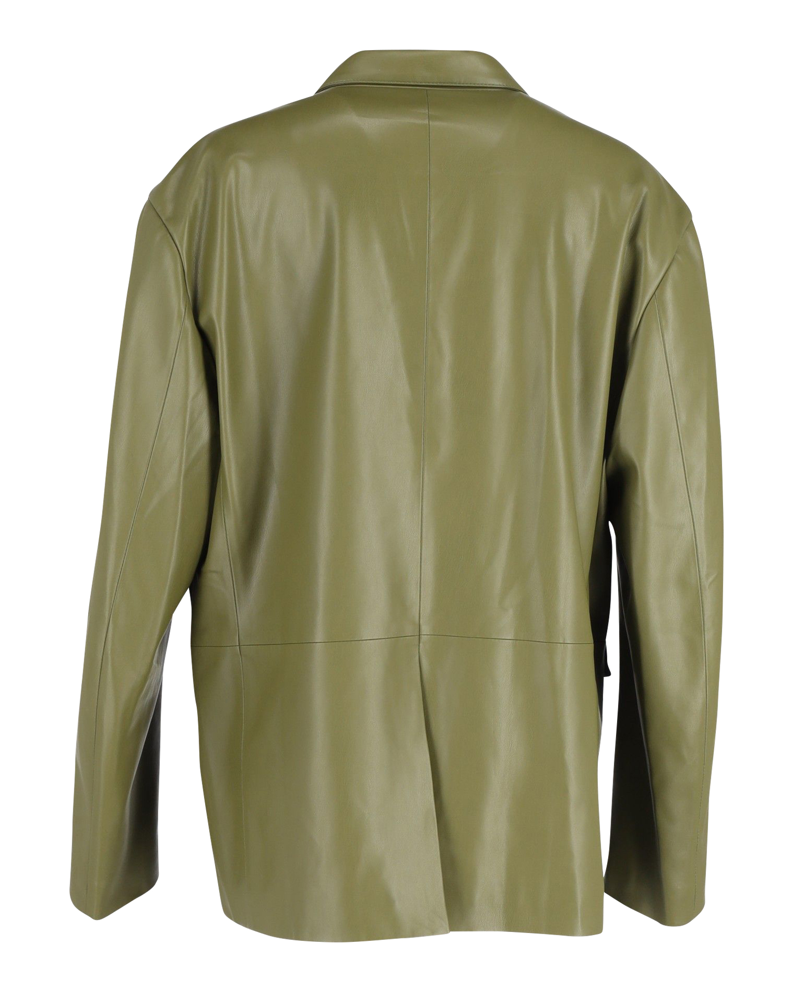 Preowned The Frankie Shop Olive Faux Leather Olympia Blazer Size M green | olive plastic/polyurethane