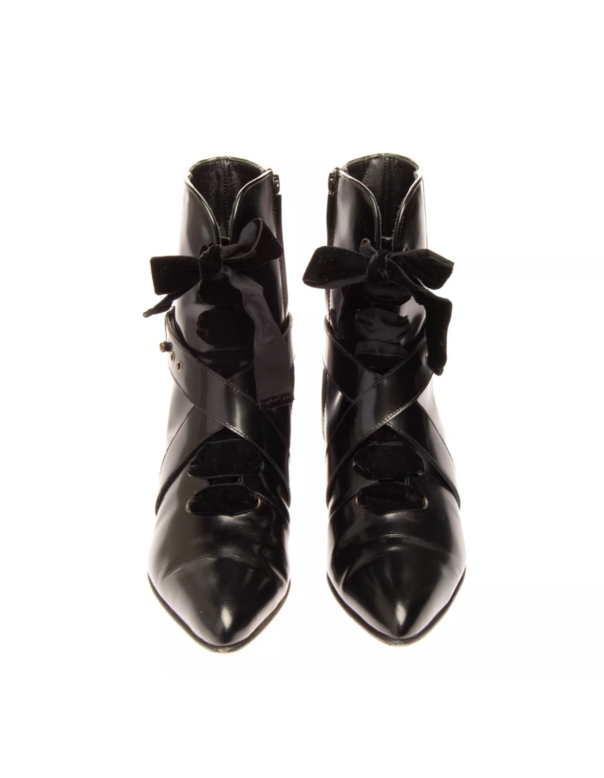 PHILOSOPHY DI LORENZO SERAFINI Black Leather Ankle Boots Size 38