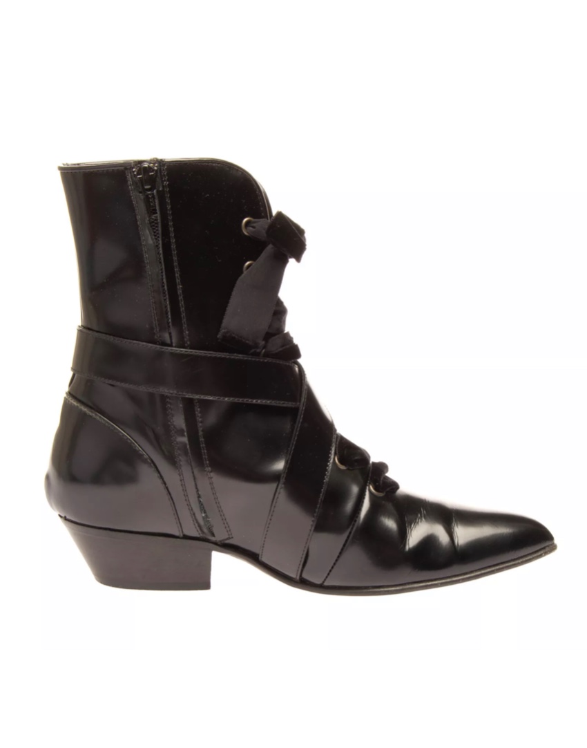 PHILOSOPHY DI LORENZO SERAFINI Black Leather Ankle Boots Size 38