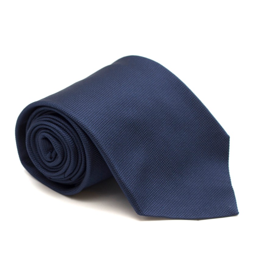 Men's Preowned Eddy Monetti Navy Silk Tie Blue