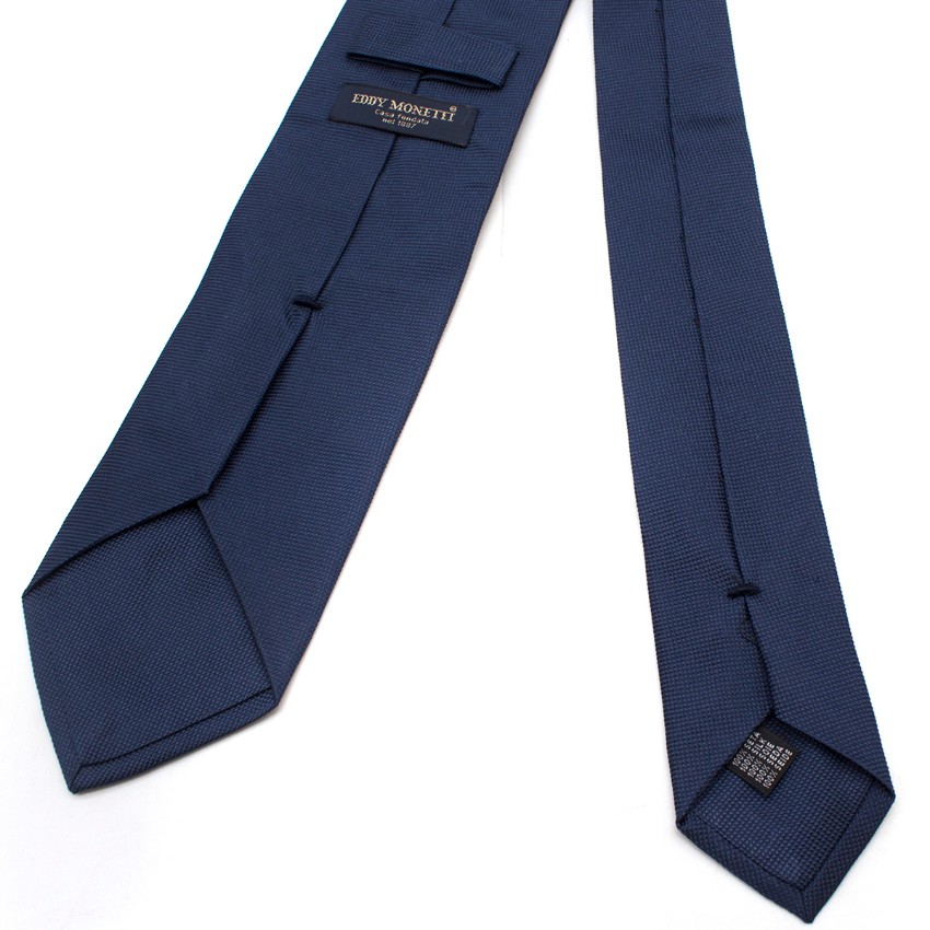 Men's Preowned Eddy Monetti Navy Silk Tie Blue