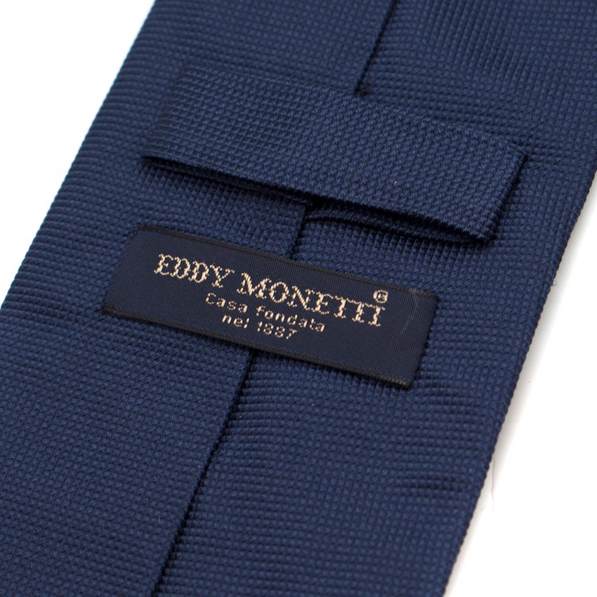 Men's Preowned Eddy Monetti Navy Silk Tie Blue